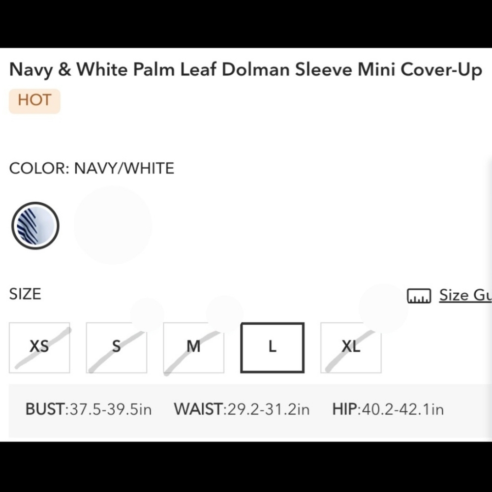 Navy & White Palm Leaf Dolman Sleeve Mini Cover-Up - Picture 8 of 8